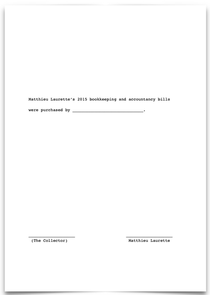 «Matthieu Laurette’s 2015 online bookkeeping and accountancy bills were purchased by _____________.»